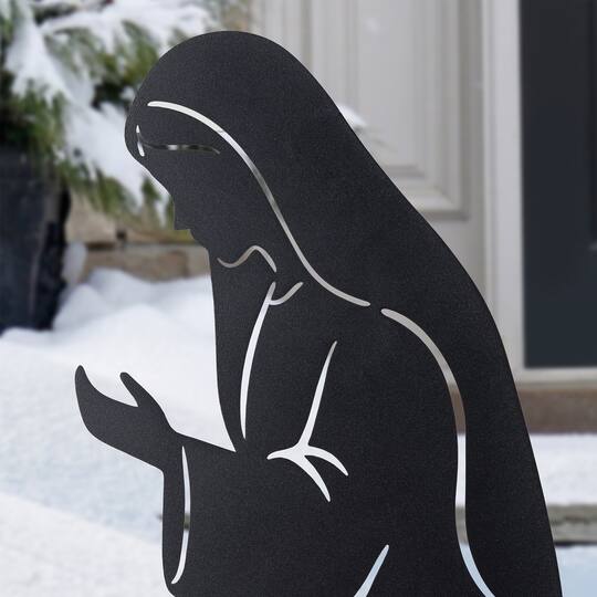 Glitzhome® Set of 3 Christmas Metal Silhouette Holy Family Yard Stake with Timer